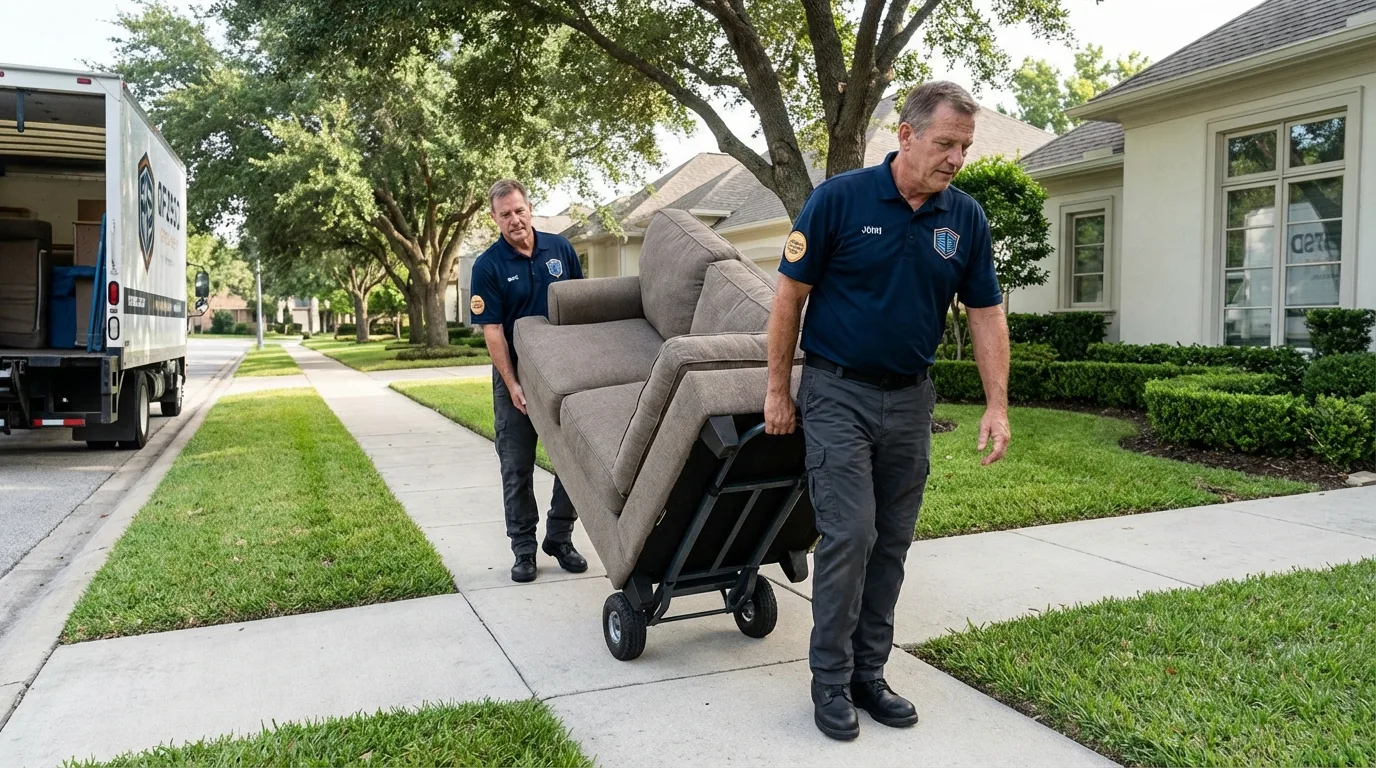 Local residential moving crew loading furniture in Grove City, OH